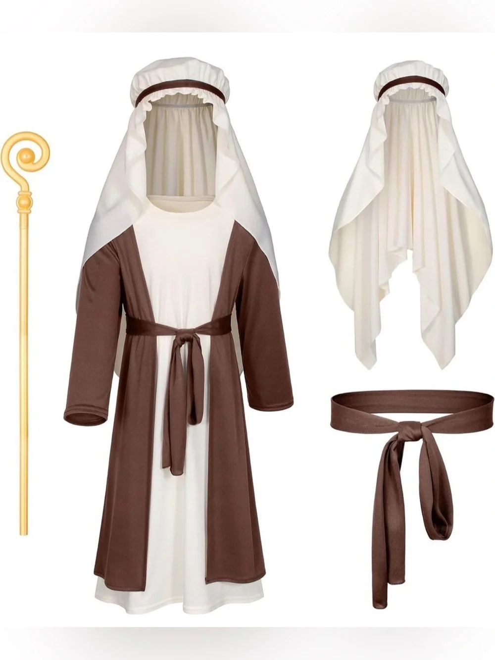 Kids Brown and White Shepherd Costume with Headpiece